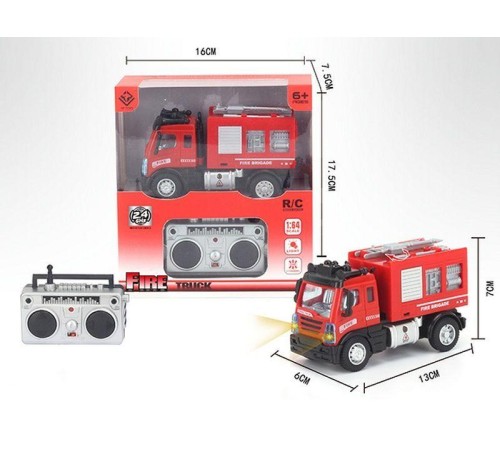Р/У Пожарная машина малая  c бочкой для воды YP Toys 6164Q3, cдвигается стрела, свет, 2.4G 1/64 RTR