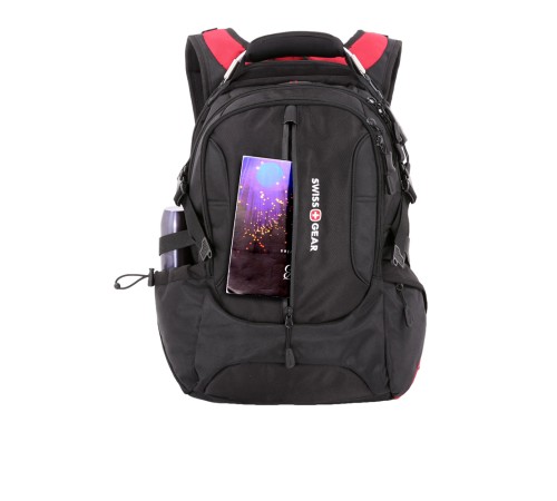 Рюкзак SWISSGEAR, 15”, черный/красный, полиэстер 1200D, 36х17х50 см, 30 л