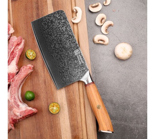 Нож чоппер из дамасской стали Keemake 7 Inch Chopper Knife 67 Phoenix, бежевый