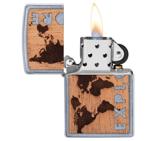 Зажигалка ZIPPO WOODCHUCK с покрытием Street Chrome™, латунь/сталь/дерево, серебристая, 38x13x57 мм