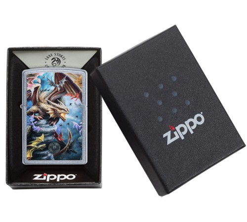 Зажигалка ZIPPO Anne Stokes с покрытием Street Chrome™, латунь/сталь, серебристая, 38x13x57 мм