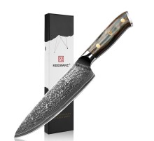 Нож шеф-повара из дамасской стали Keemake 8 Inch Chef Knife Green Gem, бежевый
