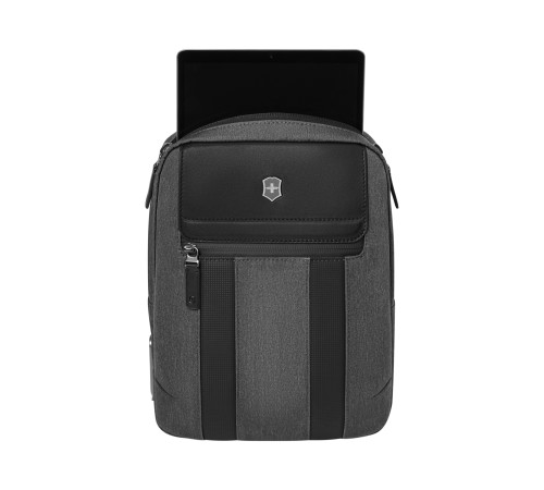 Сумка через плечо VICTORINOX Architecture Urban 2 Crossbody Bag,серый, полиэстер/кожа, 9x22x28 см,6л