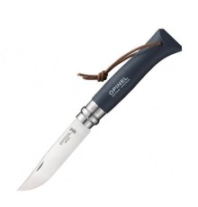 Нож Opinel №8 Trekking, нержавеющая сталь, кожаный темляк, серый, 001706