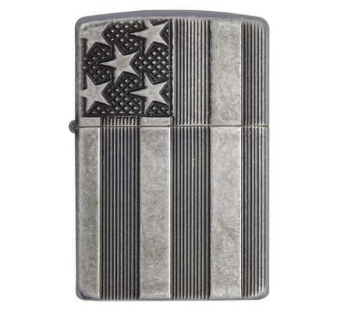 Зажигалка ZIPPO Armor™ с покрытием Antique Silver Plate™, латунь/сталь, серая, матовая, 38x13x57 мм