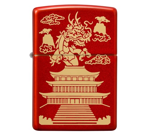 Зажигалка ZIPPO Eastern Design с покрытием Metallic Red, латунь/сталь, красная, 38x13x57 мм