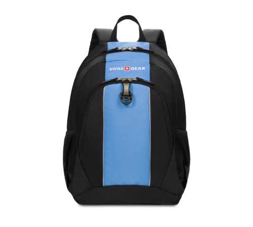 Рюкзак SWISSGEAR, чёрный/голубой, полиэстер 420D, 32х14х45 см, 20 л