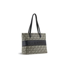 Сумка женская BUGATTI Elea, бежево-черный цвет, жаккард/воловья кожа/полиэстер, 34х12х29 см