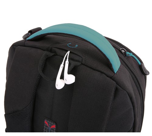 Рюкзак SWISSGEAR, черный/бирюзовый, фьюжн/2 мм рипстоп, 32x15x46 см, 22 л