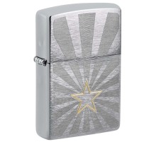Зажигалка ZIPPO Star Design с покрытием Brushed Chrome, латунь/сталь, серебристая, 36x13x57 мм