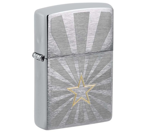 Зажигалка ZIPPO Star Design с покрытием Brushed Chrome, латунь/сталь, серебристая, 36x13x57 мм