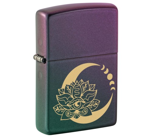 Зажигалка ZIPPO Lotus Moon с покрытием Iridescent, латунь/сталь, черная, 38x13x57 мм