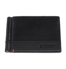 Зажим для денег ZIPPO с защитой от сканирования RFID, чёрный, натуральная кожа, 11x1x8,2 см