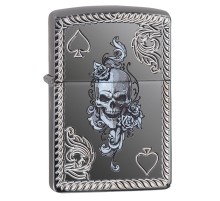 Зажигалка ZIPPO Armor® с покрытием Black Ice®, латунь/сталь, чёрная, глянцевая, 37х13x58 мм