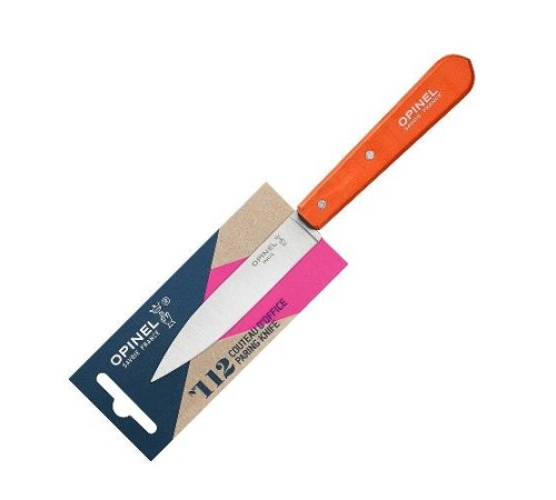 Нож столовый Opinel №112, деревянная рукоять, блистер, нержавеющая сталь, оранжевый, 001916