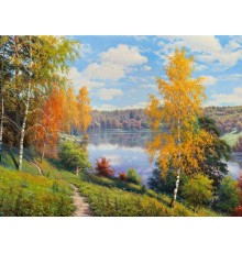 Картина мозаикой с нанесенной рамкой 40х50 И.ПРИЩЕПА. ОСЕННИЙ ДЕНЬ (31 цвет)