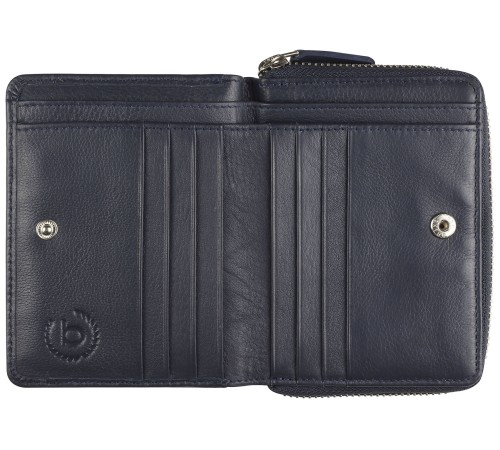 Кошелёк женский BUGATTI Lady Top, на молнии, тёмно-синий, натуральная воловья кожа, 12х2,5х9 см
