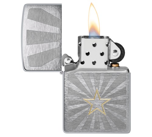 Зажигалка ZIPPO Star Design с покрытием Brushed Chrome, латунь/сталь, серебристая, 36x13x57 мм
