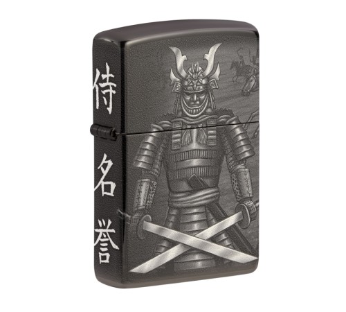 Зажигалка ZIPPO Knight  Fight с покрытием High Polish Black, латунь/сталь, чёрная, 38x13x57 мм