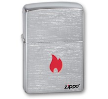 Зажигалка ZIPPO Flame, с покрытием Brushed Chrome, латунь/сталь, серебристая, матовая, 38x13x57 мм