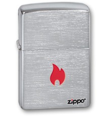 Зажигалка ZIPPO Flame, с покрытием Brushed Chrome, латунь/сталь, серебристая, матовая, 38x13x57 мм