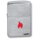 Зажигалка ZIPPO Flame, с покрытием Brushed Chrome, латунь/сталь, серебристая, матовая, 38x13x57 мм