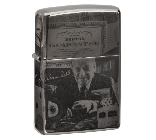 Зажигалка ZIPPO George Blaisdell с покрытием Black Ice®, латунь/сталь, чёрная, 36х12х56 мм