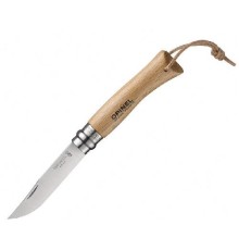 Нож Opinel №7, нержавеющая сталь, рукоять из бука, с кожаным темляком, 001372