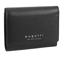 Кошелёк женский BUGATTI Linda, чёрный, натуральная воловья кожа, 12х3х9,5 см