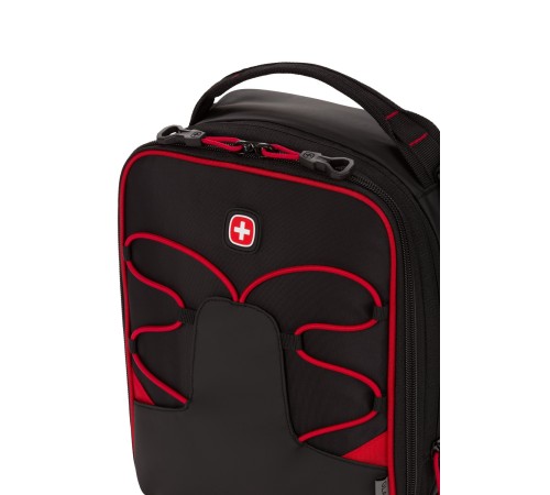 Термосумка для ланча SWISSGEAR, прорезиненный полиэстер 600D, чёрный/красный, 20х18х26 см, 8,5 л