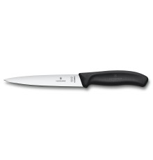 Нож филейный VICTORINOX SwissClassic с гибким прямым лезвием 16 см, чёрный
