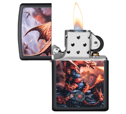 Зажигалка ZIPPO Anne Stokes с покрытием Black Matte, латунь/сталь, чёрная, матовая, 38x13x57 мм