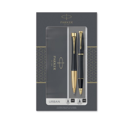 Подарочный набор Parker: Urban Core Muted Black GT - ручки роллерная и шариковая