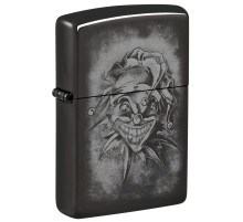 Зажигалка ZIPPO Clown с покрытием High Polish Black, латунь/сталь, черная, глянцевая, 38x13x57 мм
