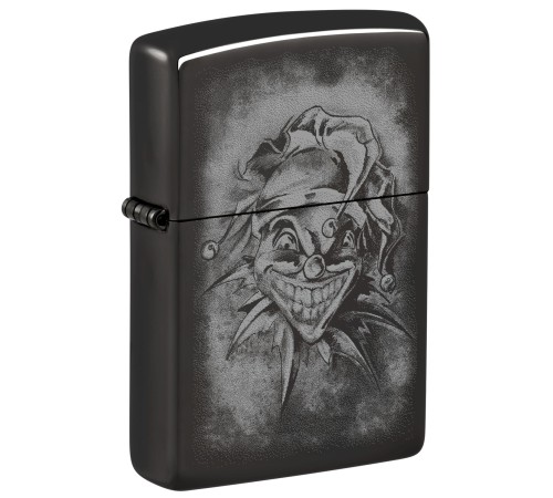 Зажигалка ZIPPO Clown с покрытием High Polish Black, латунь/сталь, черная, глянцевая, 38x13x57 мм