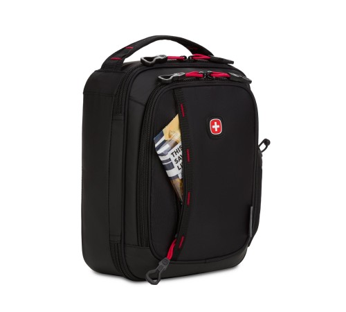 Термосумка для ланча SWISSGEAR, прорезиненный полиэстер 600D, черный/красный, 23х8х27 см, 5 л
