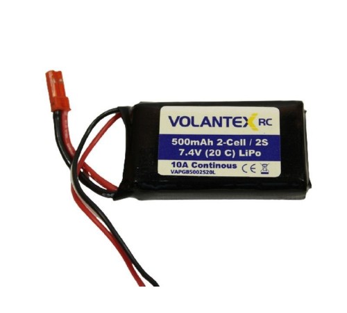 Аккумулятор Li-Po 500mAh, 7,4V JST для самолета Volantex RC Mustang