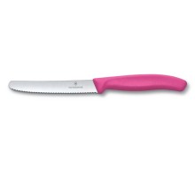 Нож столовый VICTORINOX SwissClassic, лезвие 11 см с волнистой заточкой, розовый