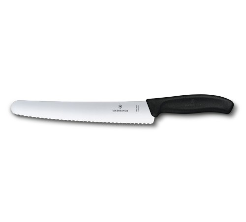Нож для хлеба и выпечки VICTORINOX SwissClassic, лезвие 22 см с волнистой заточкой, чёрный