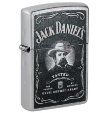 Зажигалка ZIPPO Jack Daniels® с покрытием Street Chrome, латунь/сталь, серебристая, 38x13x57 мм