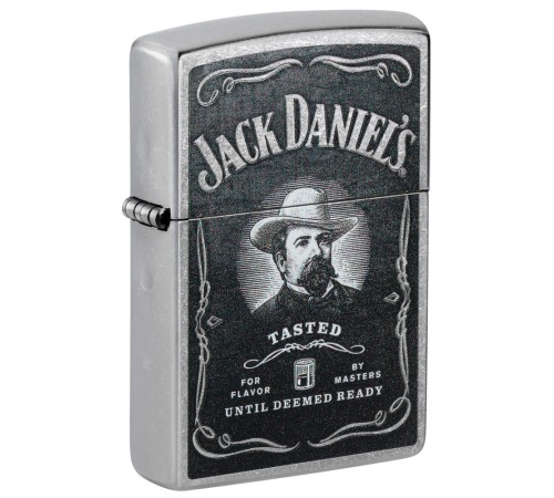 Зажигалка ZIPPO Jack Daniels® с покрытием Street Chrome, латунь/сталь, серебристая, 38x13x57 мм