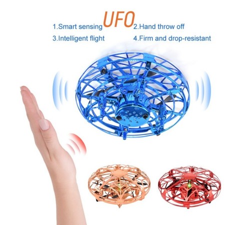 Квадрокоптер Flytec H05 Летающая тарелка, 12 см, свет, управление рукой