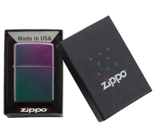 Зажигалка ZIPPO Classic с покрытием Iridescent, латунь/сталь, фиолетовая, матовая, 38x13x57 мм