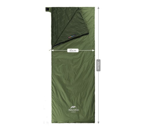 Мешок спальный Naturehike NH21MSD09 мини LW180, размер XL, зеленый, 6927595777961