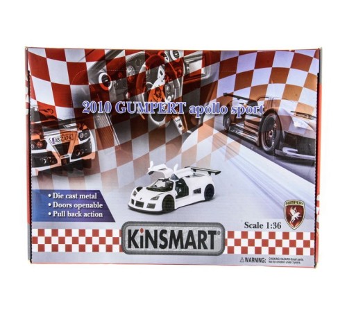 Машина Kinsmart Gumpert Apollo Sport 2010 инерция (1/12шт.) 1:36  б/к