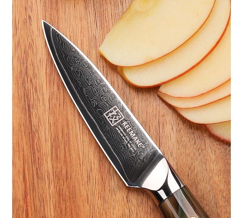 Нож из дамасской стали для овощей Keemake 3,5 Inch Paring Knife, бежевый