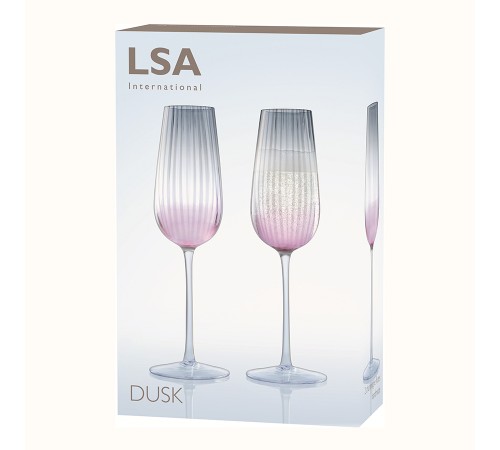 Набор из 2 бокалов-флейт для шампанского Lsa International Dusk 250 мл розовый-серый