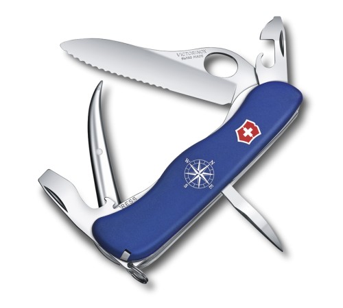 Нож перочинный VICTORINOX Skipper Pro, 111 мм, 12 функций, с фиксатором лезвия, со шнурком, синий