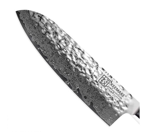Нож сантоку из дамасской стали Keemake 7 Inch Santoku Knife, синий + бежевый