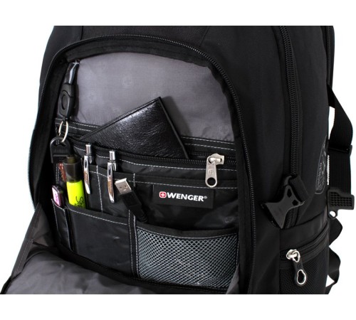Рюкзак WENGER, 15”,чёрный/синий, полиэстер 900D/рипстоп, 36x19x47 см, 32 л